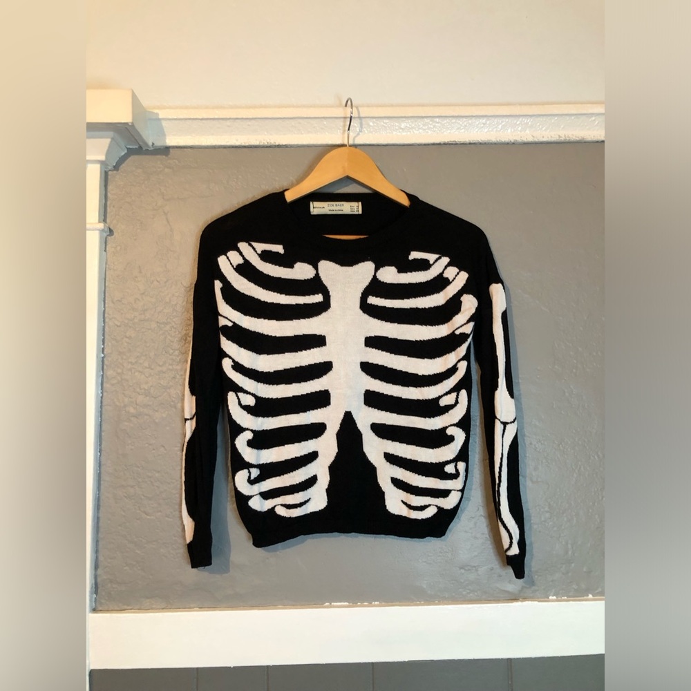 Zoe Baer | Black Ribcage Sweater size medium  cropped punk goth misfits